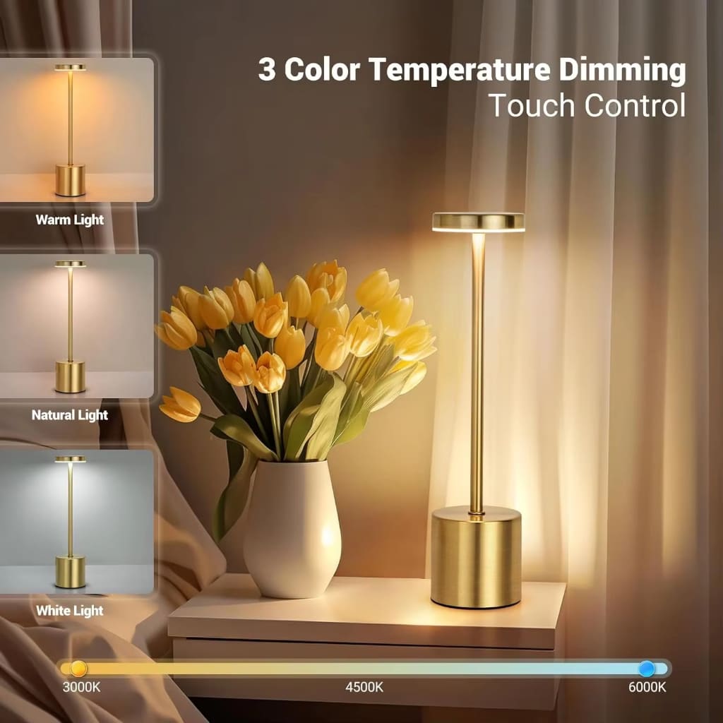 Luminária de Mesa Candeiro Dumbbell Touch de Quarto Luxuosa 3 Tons de Led